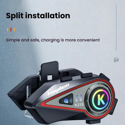 Kuqibao K23S Helmet Bluetooth Earphones 1000m Motorcycle Bluetooth-compatible 2 Person Intercom With Light Waterproof Headset, Hard Wheat, Soft Wheat