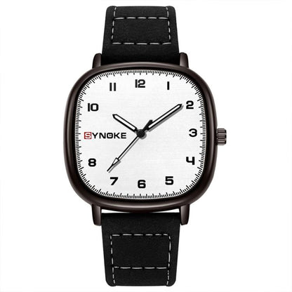 SYNOKE Men Quartz Watch Sport Retro Simple Leather Strap Quartz Watch Teenage Student Wristwatch