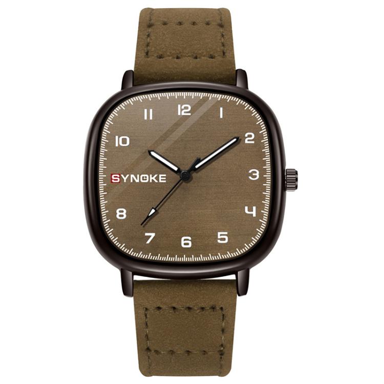 SYNOKE Men Quartz Watch Sport Retro Simple Leather Strap Quartz Watch Teenage Student Wristwatch