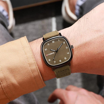 SYNOKE Men Quartz Watch Sport Retro Simple Leather Strap Quartz Watch Teenage Student Wristwatch