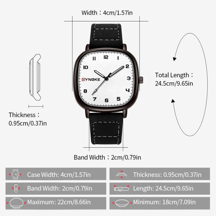 SYNOKE Men Quartz Watch Sport Retro Simple Leather Strap Quartz Watch Teenage Student Wristwatch