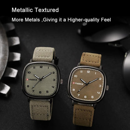 SYNOKE Men Quartz Watch Sport Retro Simple Leather Strap Quartz Watch Teenage Student Wristwatch
