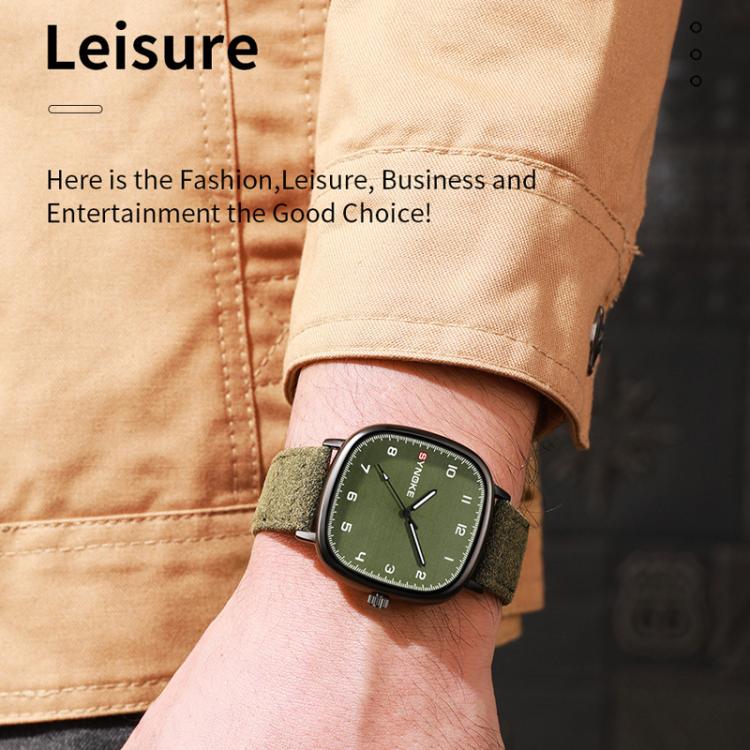 SYNOKE Men Quartz Watch Sport Retro Simple Leather Strap Quartz Watch Teenage Student Wristwatch