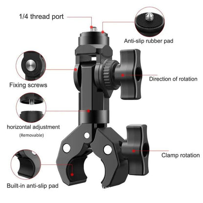 Camera Clip Motorcycle Bicycle Handlebar Crab Clamp For Sports Camera, With Adapter
