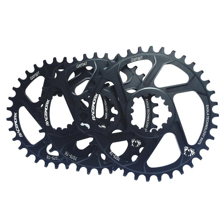 RACEWORK 7075-T6 For SRAM Mountain Bike Single Plate Round Bicycle Sprocket, 3mm 32T, 3mm 34T, 3mm 36T, 3mm 38T, 6mm 32T, 6mm 34T, 6mm 36T