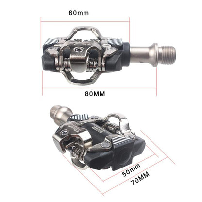RACEWORK M8100 Mountain Bike Self-locking Pedal Ultra-light DU Bearing SPD Pedal, Black, Black Gold