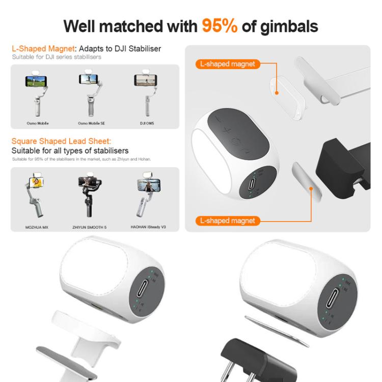 For DJI / Zhiyun Handheld Gimbal Stabilizer Fill Light Magnetic LED Photography Lamp Mobile Phone Fill Light, XJ97 One Lamp, XJ97 Dual Lamp, XJ97P One Lamp + Clips Set, XJ97P Dual Lamp + Clips Set