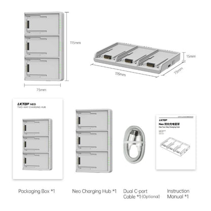 For DJI Neo Battery LKTOP Three-Way Charger 65W Fast Charging Hub, NC036