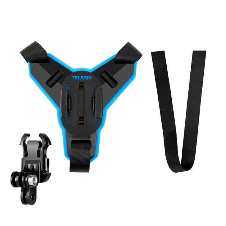 TELESIN Sports Camera Motorcycle Helmet Chin Mount Bracket For GoPro HERO Series / DJI Osmo Action / Insta360, Holder + J-Buckle