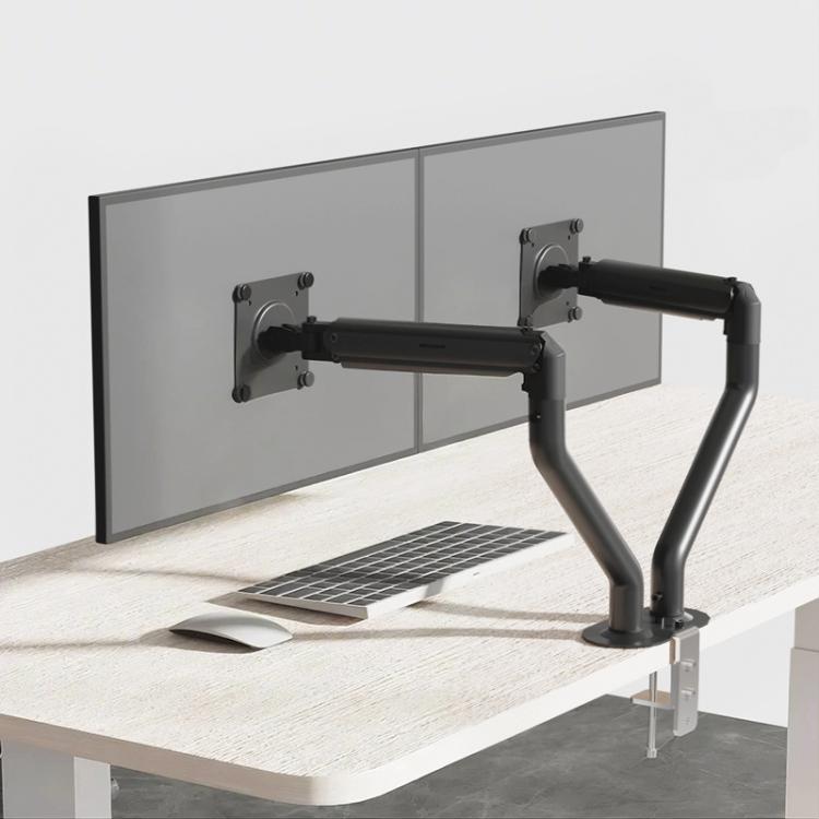 17-32 Inch Dual Monitor Mount Gas Spring 360 Degree Heavy Duty Floating Desk Arm, Dual Monitor Mount Black