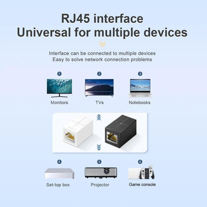 Mindpure AD043 2pcs Network Cable Pair Connector Extender Adapter RJ45 Network Gigabit Dual Pass-through Broadband Crystal Heads, AD043
