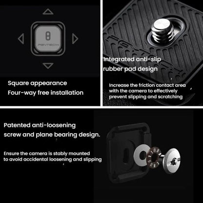 PGYTECH Camera Arca Quick Release Mount V2 Interface Tripod Accessory, Set, Base Only, Quick Release Plate