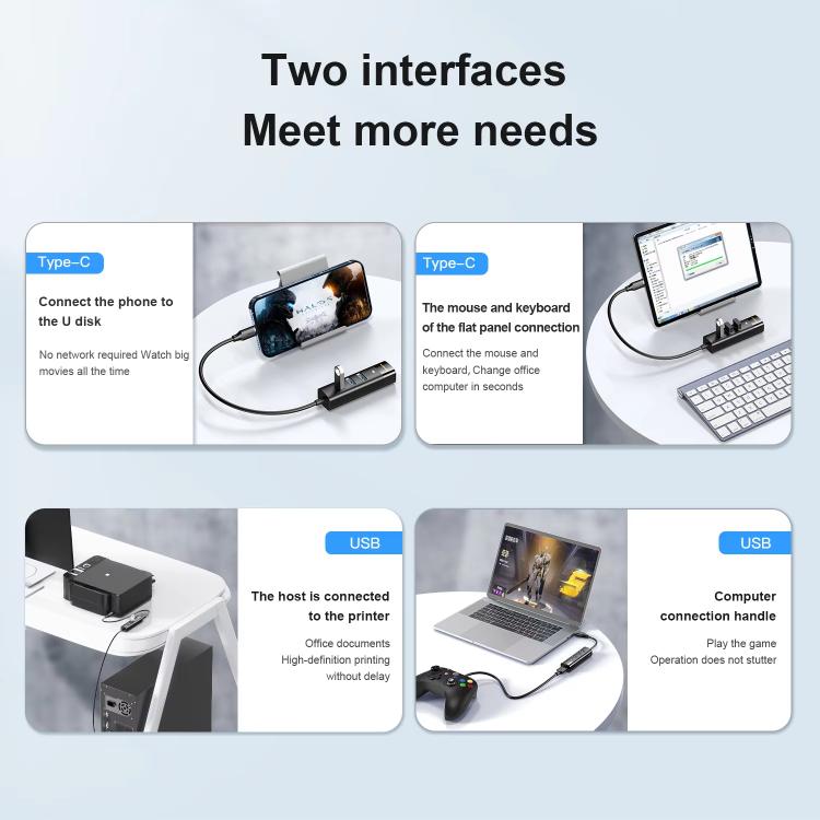 To 4-port USB3.0 Long Hub Docking Station Splitter, Mindpure US022 0.3m USB, Mindpure US022 1m USB, Mindpure US022 1.5m USB, Mindpure US023 0.3m Type-C, Mindpure US023 1m Type-C, Mindpure US023 1.5m Type-C