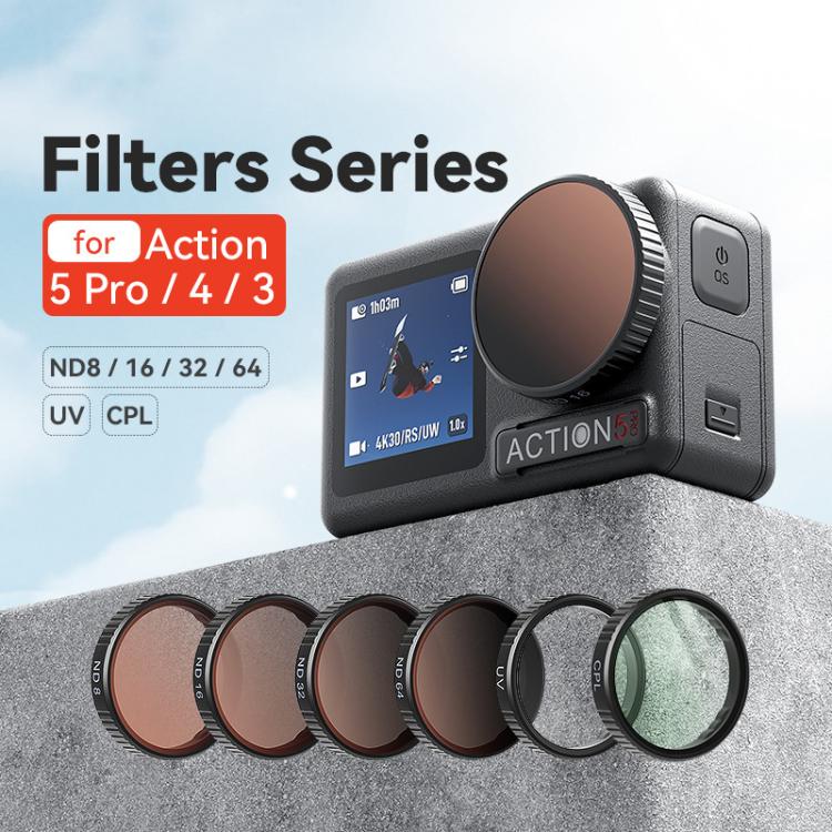 aMagisn Filter For DJI Action 5 Pro / 4 / 3, CPL, ND8+16+32+64, ND8+16+32+CPL