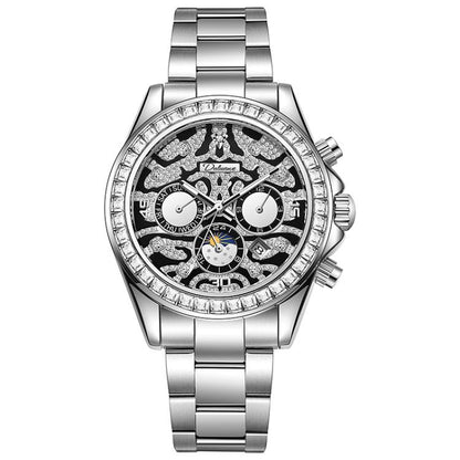 Dulunwe 6055A 30m Waterproof Tiger-pattern Dial Automatic Mechanical Watch