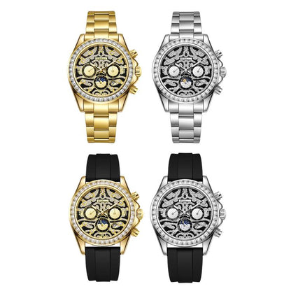 Dulunwe 6055A 30m Waterproof Tiger-pattern Dial Automatic Mechanical Watch
