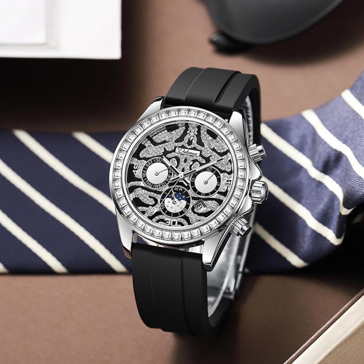 Dulunwe 6055A 30m Waterproof Tiger-pattern Dial Automatic Mechanical Watch