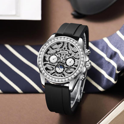 Dulunwe 6055A 30m Waterproof Tiger-pattern Dial Automatic Mechanical Watch