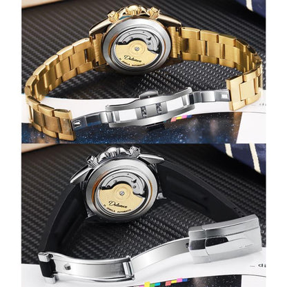 Dulunwe 6055A 30m Waterproof Tiger-pattern Dial Automatic Mechanical Watch