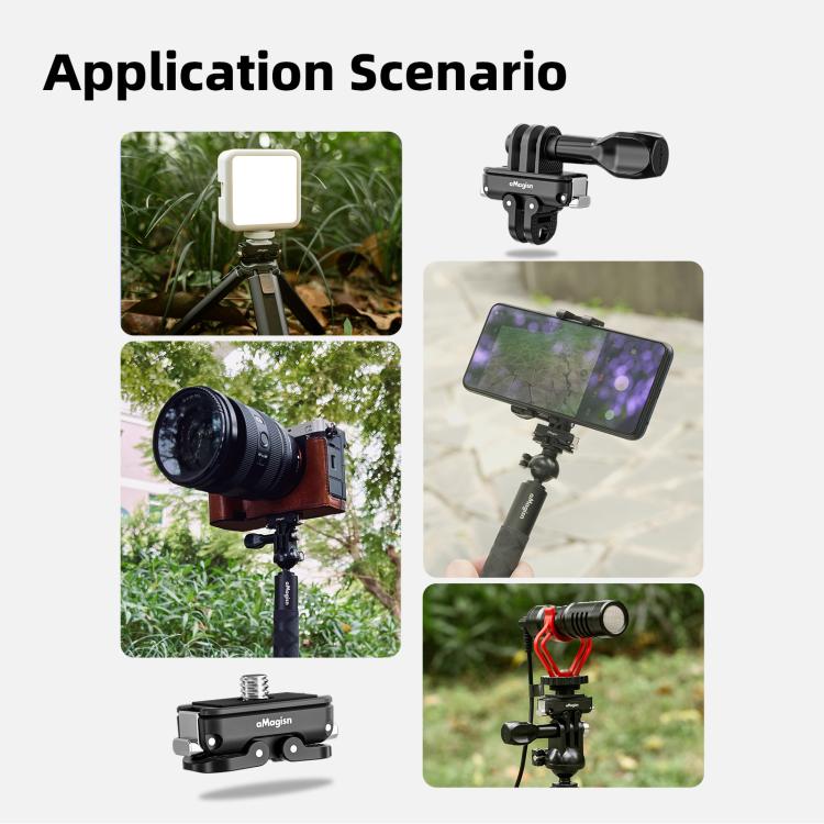 aMagisn Mini Quick Release Mount for Sports Cameras, 2-claw Base+1/4 Inch Cover, 2-claw Base+3-claw Cover, 1/4 Inch Base + 1/4 Inch Cover, 1/4 Inch Base+3-claw Cover, 2-claw Main Body, 1/4 Inch Main Body, 1/4 Upper Cover, 3-claw Upper Cover