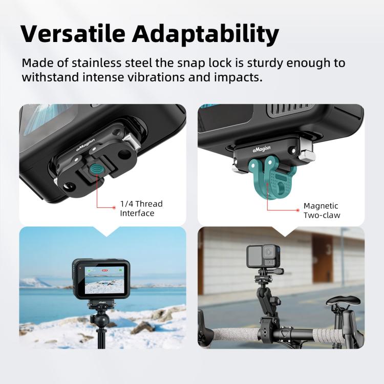 aMagisn Mini Quick Release Mount for Sports Cameras, 2-claw Base+1/4 Inch Cover, 2-claw Base+3-claw Cover, 1/4 Inch Base + 1/4 Inch Cover, 1/4 Inch Base+3-claw Cover, 2-claw Main Body, 1/4 Inch Main Body, 1/4 Upper Cover, 3-claw Upper Cover