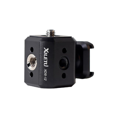 XILETU Tripod Screw Hole Adapter with Cold Shoe 3/8 inch 1/4 inch Thread Holes ARRI Positioning Hole, XDS-12