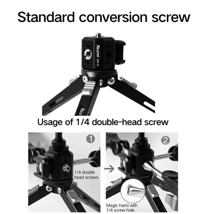 XILETU Tripod Screw Hole Adapter with Cold Shoe 3/8 inch 1/4 inch Thread Holes ARRI Positioning Hole, XDS-12