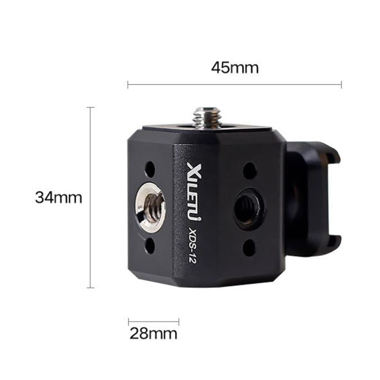 XILETU Tripod Screw Hole Adapter with Cold Shoe 3/8 inch 1/4 inch Thread Holes ARRI Positioning Hole, XDS-12