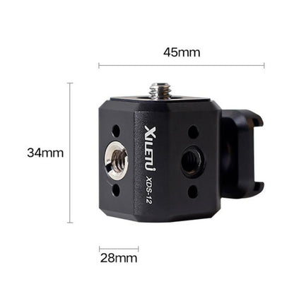 XILETU Tripod Screw Hole Adapter with Cold Shoe 3/8 inch 1/4 inch Thread Holes ARRI Positioning Hole, XDS-12