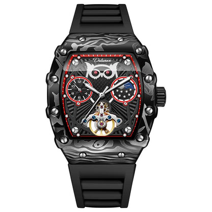 Dulunwe 6039C 30m Waterproof Barrel-shaped Hollow Luminous Automatic Mechanical Watch