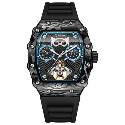 Dulunwe 6039C 30m Waterproof Barrel-shaped Hollow Luminous Automatic Mechanical Watch