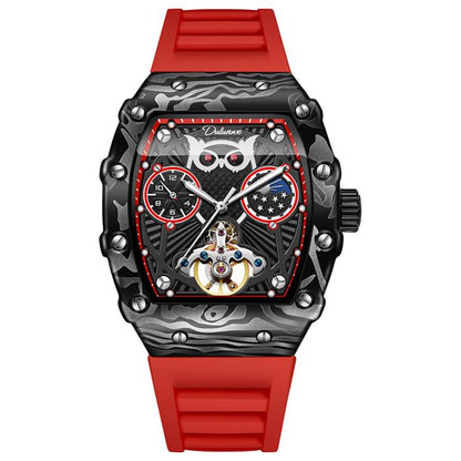 Dulunwe 6039C 30m Waterproof Barrel-shaped Hollow Luminous Automatic Mechanical Watch