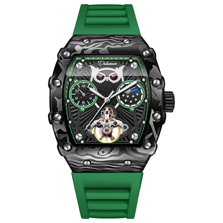 Dulunwe 6039C 30m Waterproof Barrel-shaped Hollow Luminous Automatic Mechanical Watch