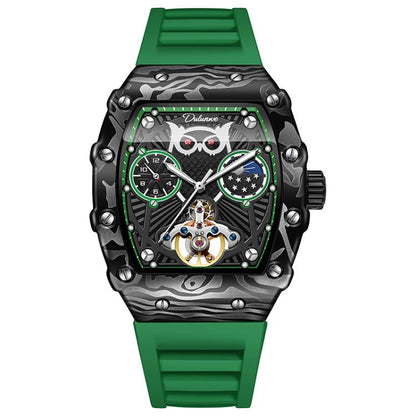 Dulunwe 6039C 30m Waterproof Barrel-shaped Hollow Luminous Automatic Mechanical Watch