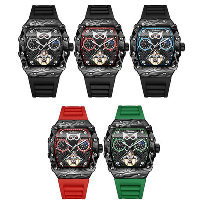 Dulunwe 6039C 30m Waterproof Barrel-shaped Hollow Luminous Automatic Mechanical Watch