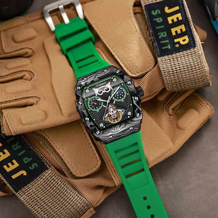 Dulunwe 6039C 30m Waterproof Barrel-shaped Hollow Luminous Automatic Mechanical Watch