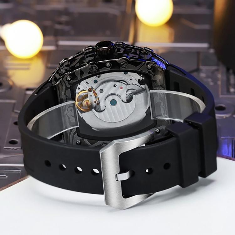 Dulunwe 6039C 30m Waterproof Barrel-shaped Hollow Luminous Automatic Mechanical Watch