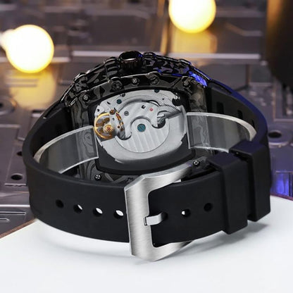 Dulunwe 6039C 30m Waterproof Barrel-shaped Hollow Luminous Automatic Mechanical Watch