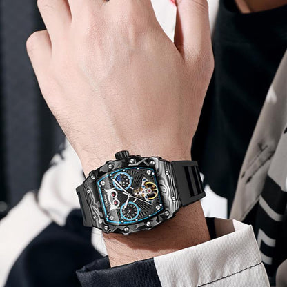 Dulunwe 6039C 30m Waterproof Barrel-shaped Hollow Luminous Automatic Mechanical Watch