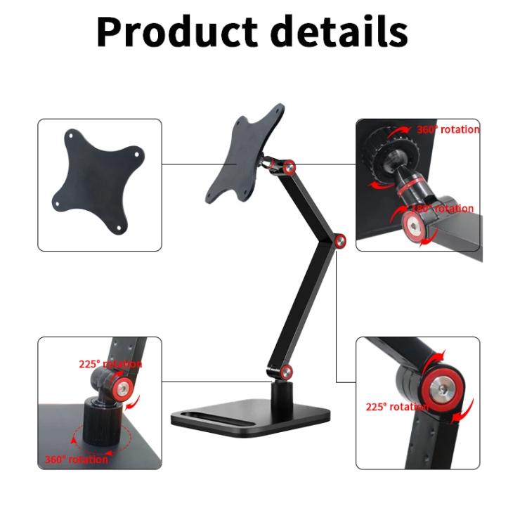 Portable Vesa Monitor Stand Height Adjustable Swivel Desk Mount For 17-Inch Screens, 17-Inch Vesa
