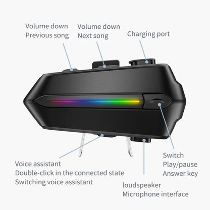 C5S IPX6 Waterproof CVC Noise Reduction Motorcycle Helmet Bluetooth Headset, Soft Mic, Hard Mic, Soft and Hard Mics