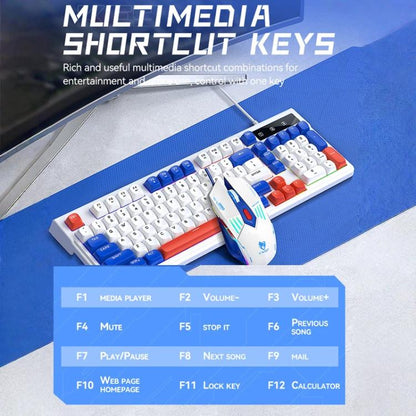 T-WOLF  TF610 USB-C/Type-C Wired 98 Keys Keyboard and Mouse Combo Dual-Tone Keycaps Gaming Set