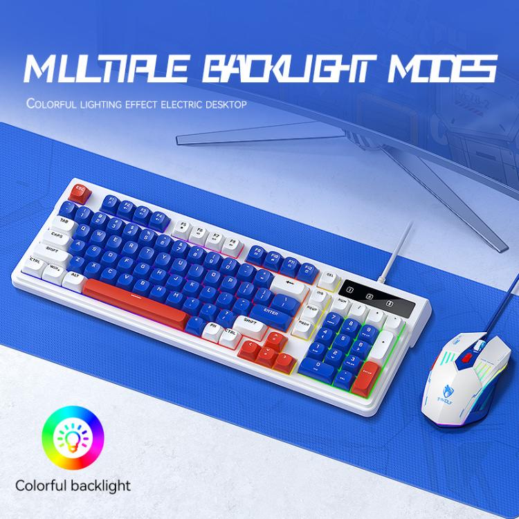 T-WOLF  TF610 USB-C/Type-C Wired 98 Keys Keyboard and Mouse Combo Dual-Tone Keycaps Gaming Set
