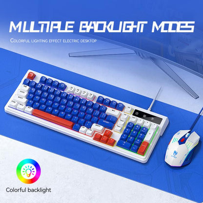 T-WOLF  TF610 USB-C/Type-C Wired 98 Keys Keyboard and Mouse Combo Dual-Tone Keycaps Gaming Set