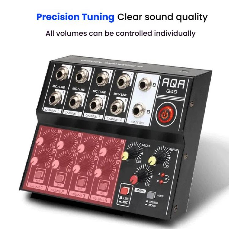 8 Channel Audio Mixer Console Stage Mixer Professional Digital Reverberator Effects Karaoke Live Equipment, Q48