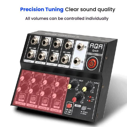 8 Channel Audio Mixer Console Stage Mixer Professional Digital Reverberator Effects Karaoke Live Equipment, Q48