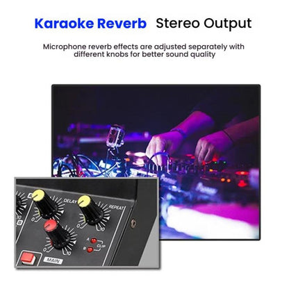 8 Channel Audio Mixer Console Stage Mixer Professional Digital Reverberator Effects Karaoke Live Equipment, Q48
