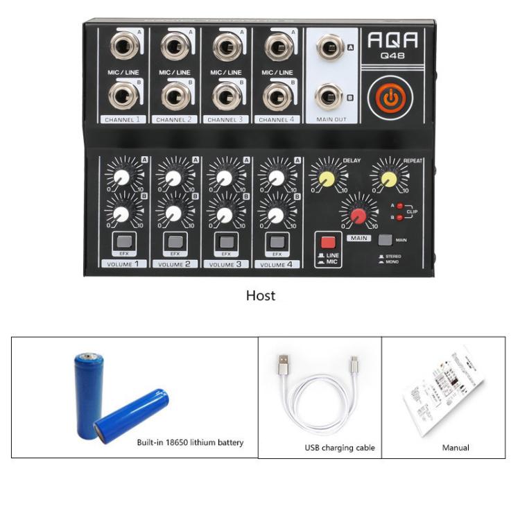 8 Channel Audio Mixer Console Stage Mixer Professional Digital Reverberator Effects Karaoke Live Equipment, Q48