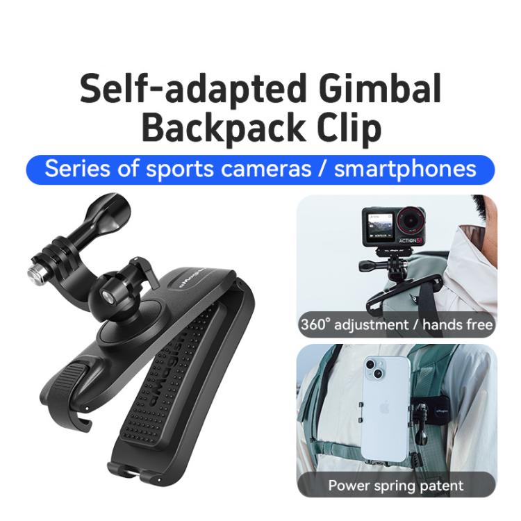 aMagisn 360-degree Rotation Ball Head Backpack Clip for Camera & Smartphone, Rotation Ball