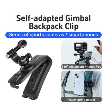 aMagisn 360-degree Rotation Ball Head Backpack Clip for Camera & Smartphone, Rotation Ball